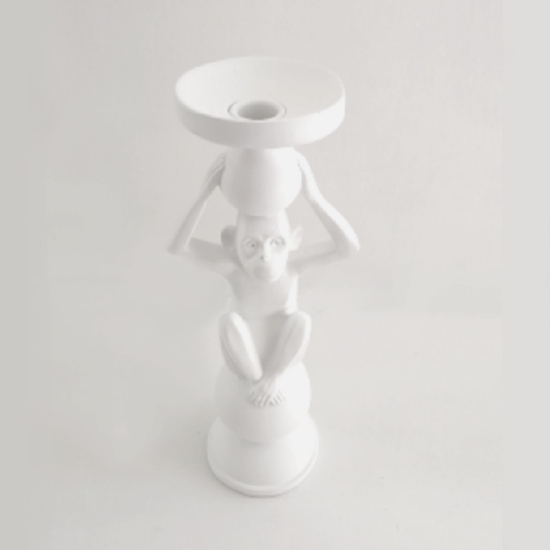 Picture of Monkey Candle Holder - White